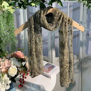 Embroidered Small Lace Scarf