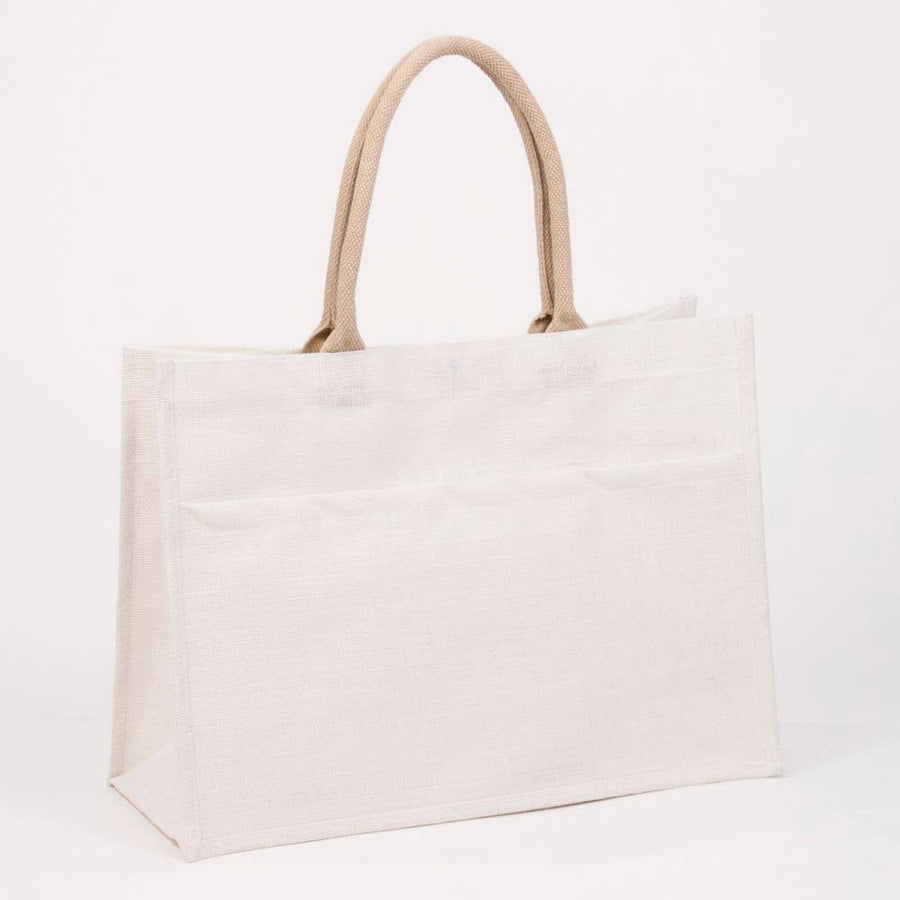 Jute Pocket Tote (White )