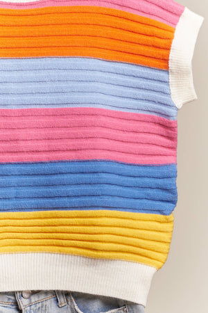 Sleeveless Stripe Knit Sweater