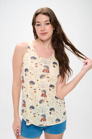 HEDGEHOG PRINT TANK TOPS