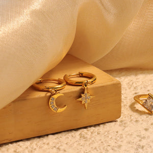 Moon & Star Hoop Earring