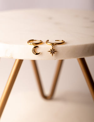 Moon & Star Hoop Earring
