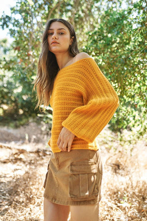 Off Shoulder Sweater( Mustard)