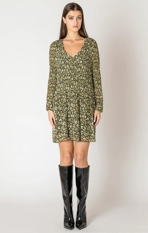 Pleated A-Line Dress -Animal Print