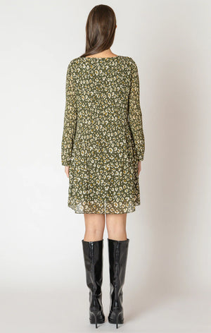 Pleated A-Line Dress -Animal Print