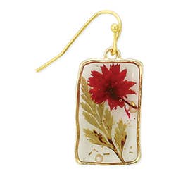 Red Dried Flower Rectangle Earrings