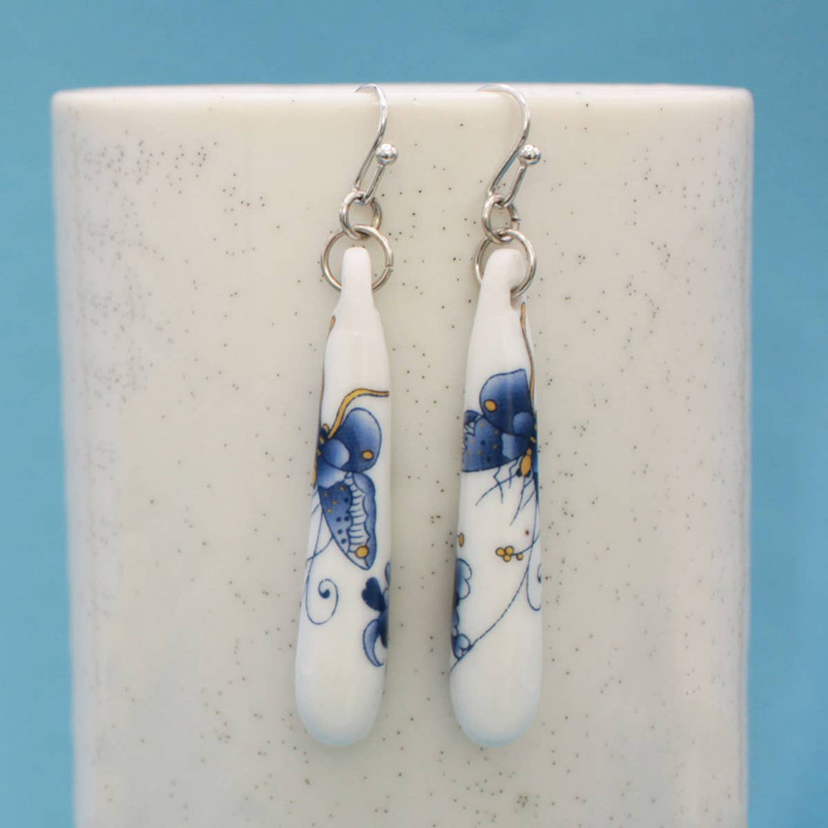 White Ceramic Butterfly Earrings