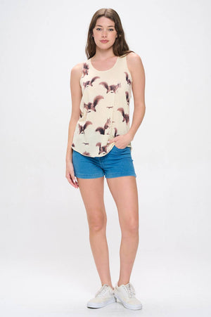 SQUIRREL PRINT TANK TOPS