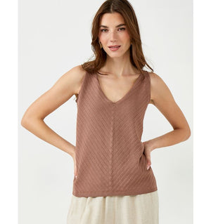 Charlie V-Neck Tank (Taupe)