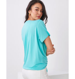 Tie Front Top Aqua