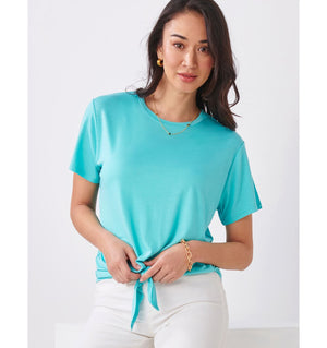 Tie Front Top Aqua