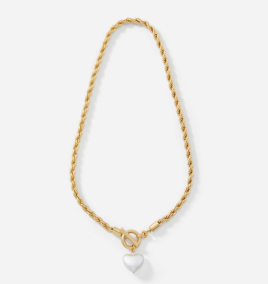 Gold Puffy Heart Charm Necklace