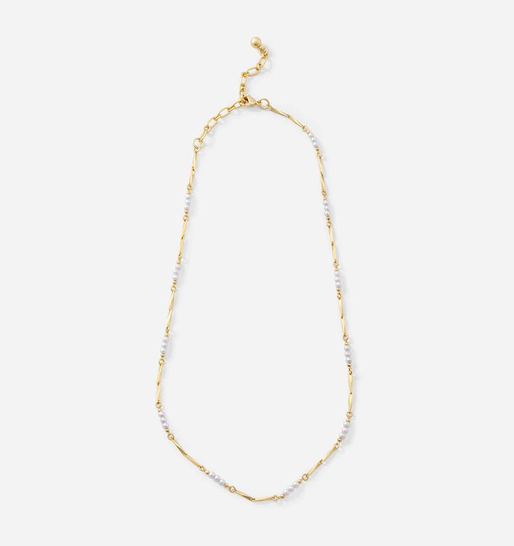 Pearl & Gold Link Necklace, Short