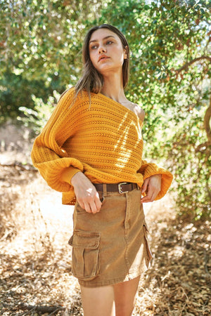 Off Shoulder Sweater( Mustard)