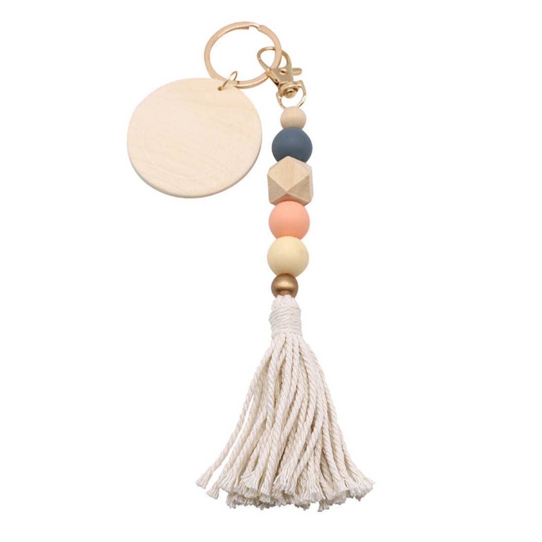 Wood Bead Tassel Keychain