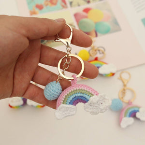 Handmade Knitted Rainbow Keychain