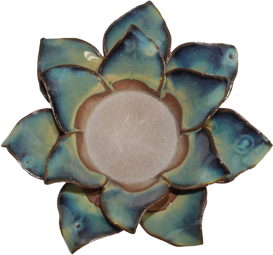 Lotus Tea Light Holder (Blue/Green