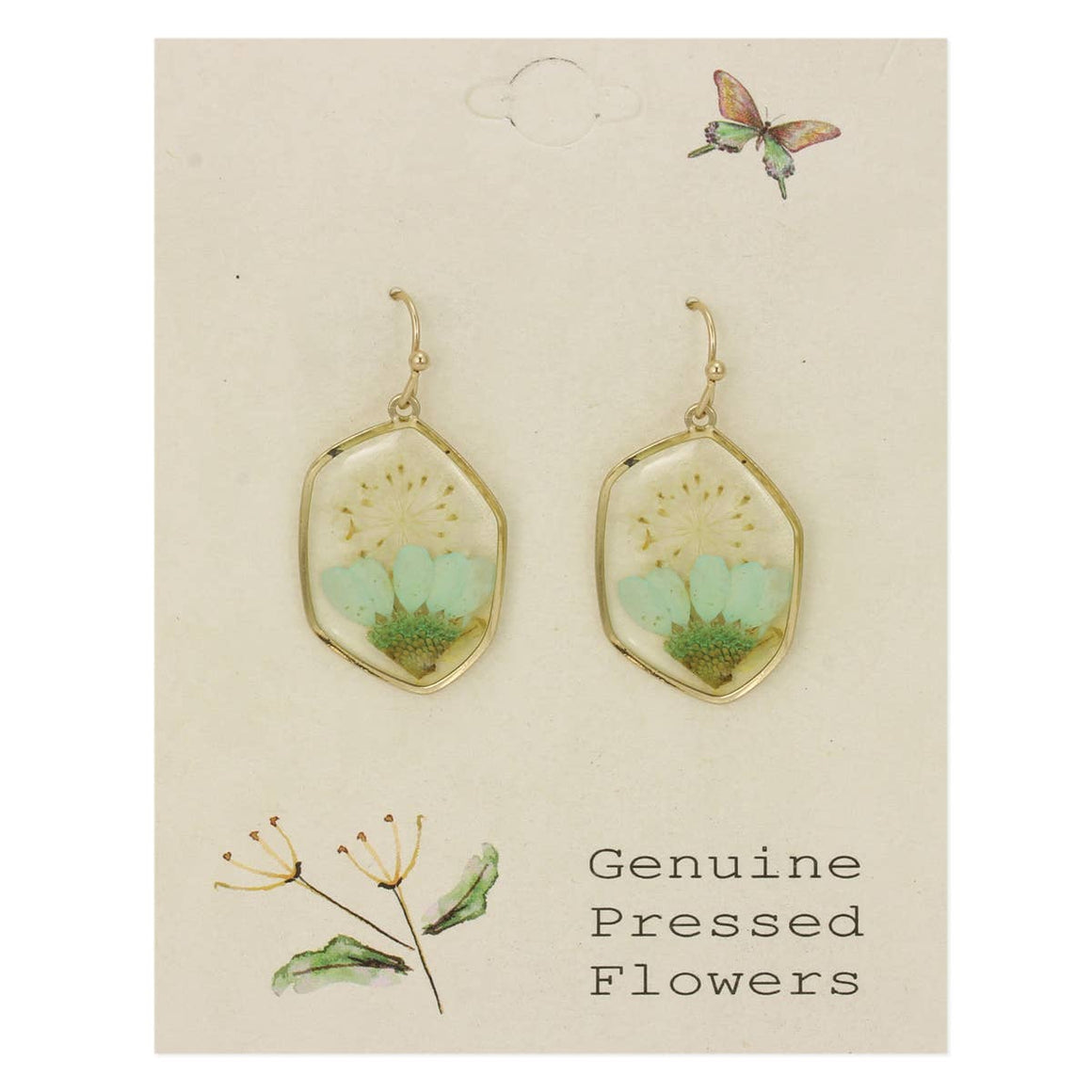 Green Dried Flower Earrings