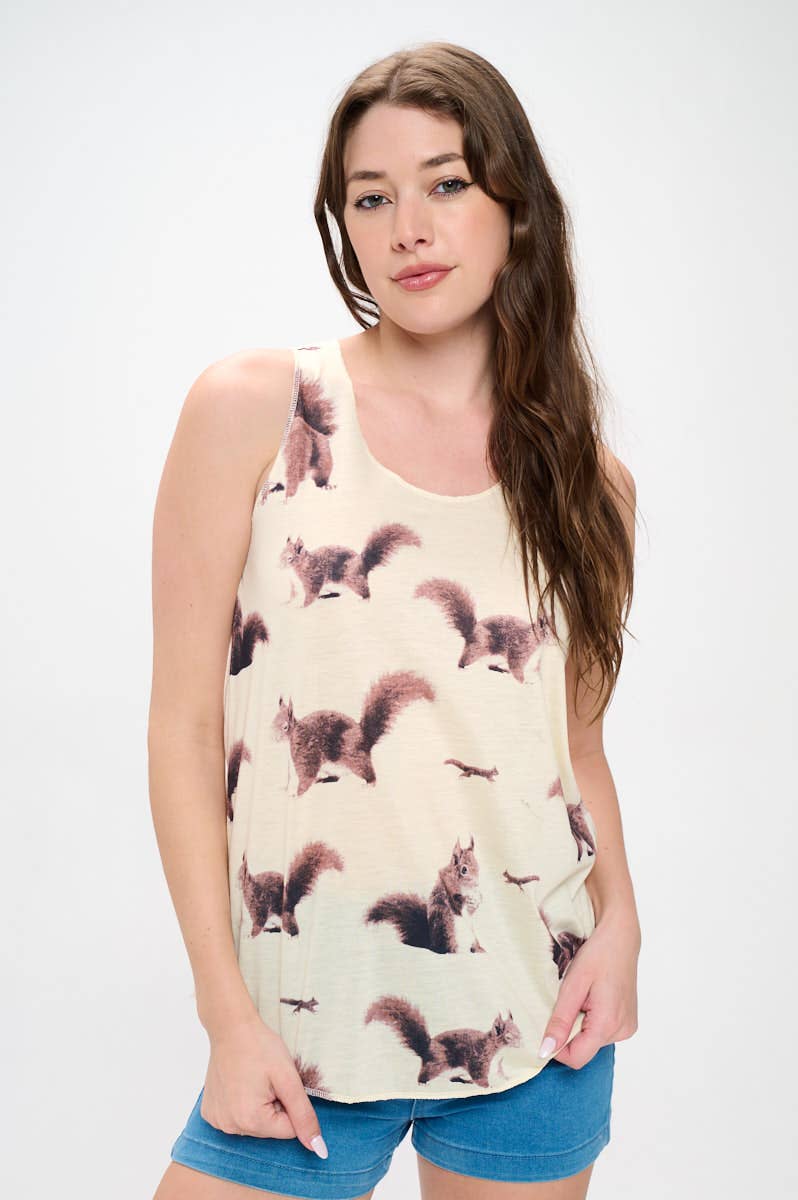 SQUIRREL PRINT TANK TOPS