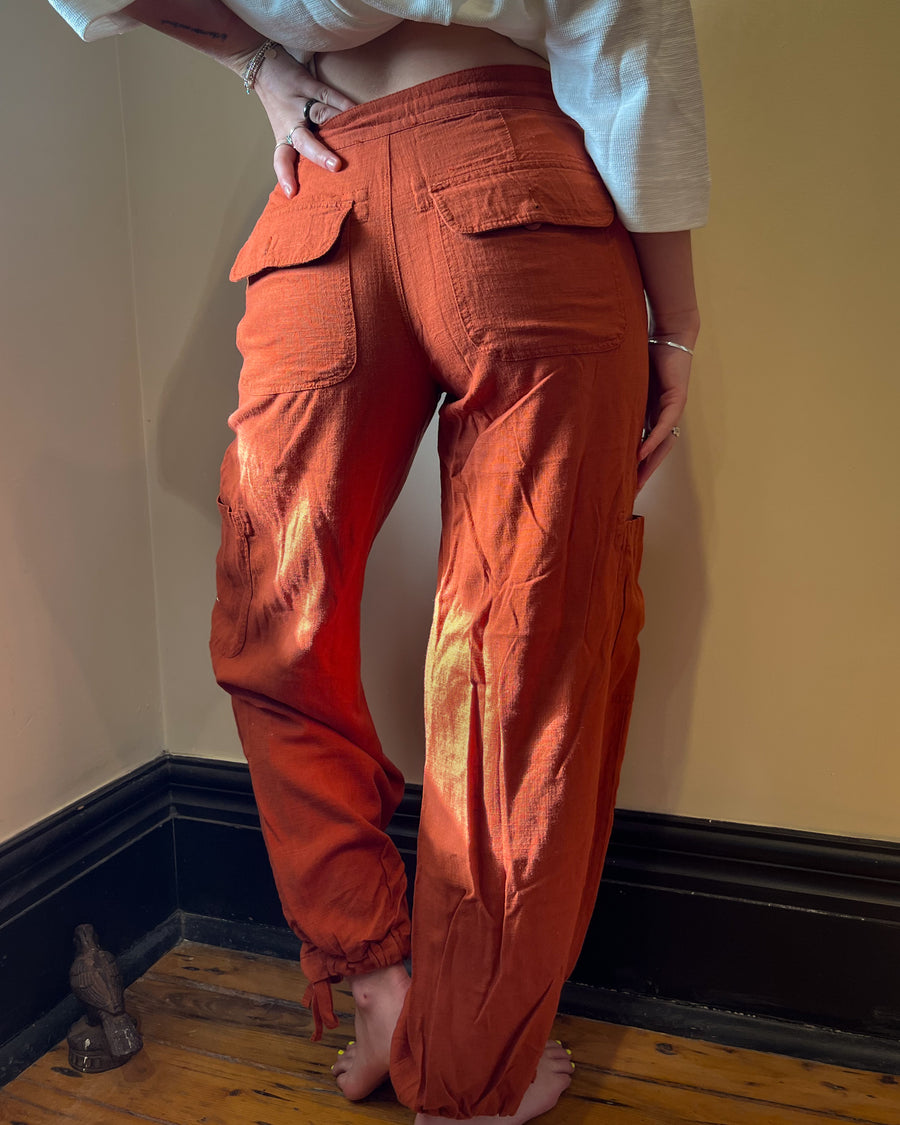 Terra Cotta Wide Leg Cargo Pant