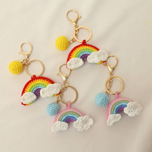 Handmade Knitted Rainbow Keychain