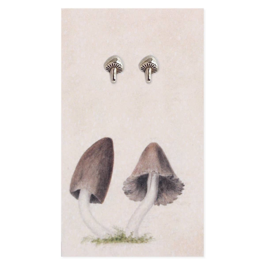 Silver Mushroom Post Earrings