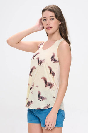 SQUIRREL PRINT TANK TOPS