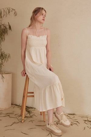 Sphagetti Strap Ruffle Maxi Dress