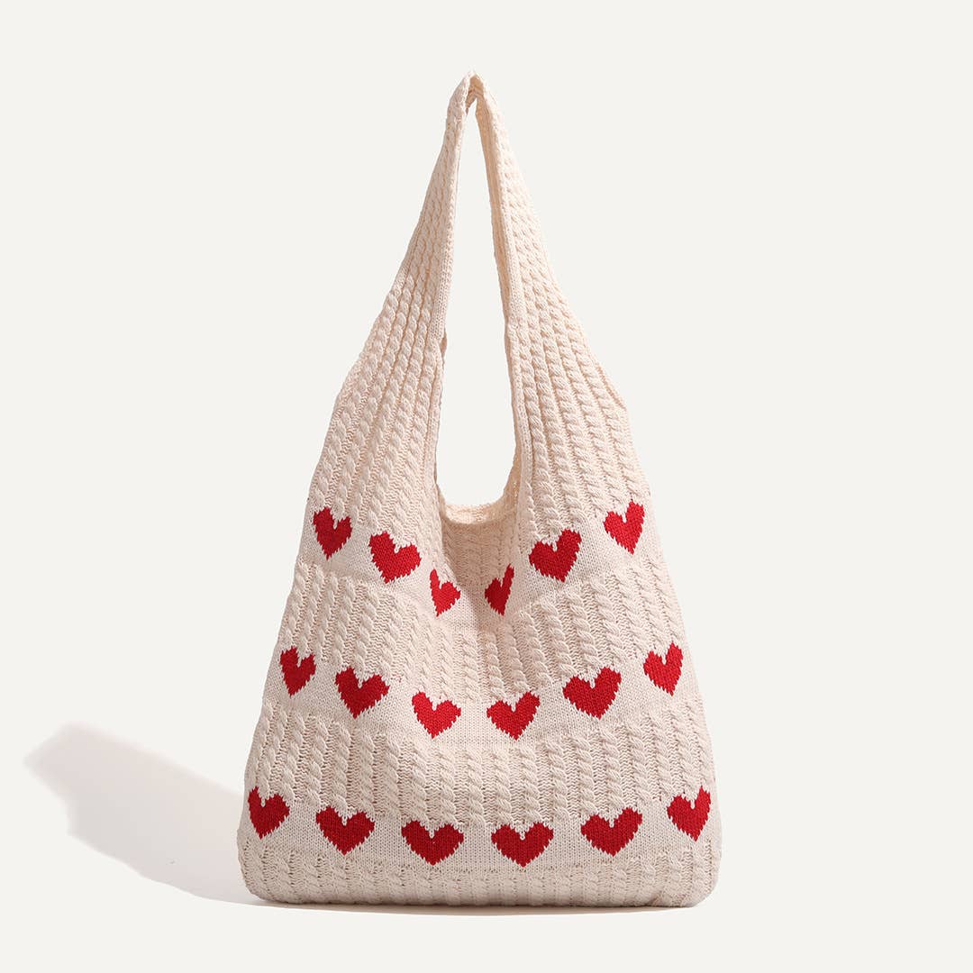 Love Heart Crochet Tote Bag