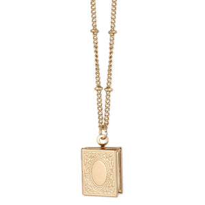 Gold Book Locket Necklace