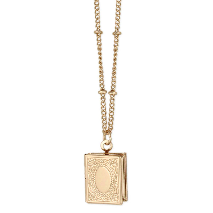 Gold Book Locket Necklace