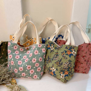 Floral Corduroy Small Tote