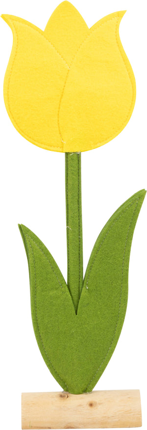 LG. Open Yellow Tulip Wood Base