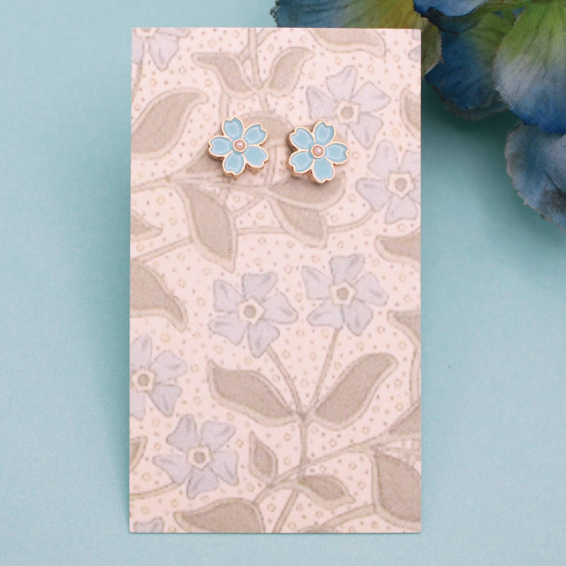 Vintage Floral Blue Flower Earrings