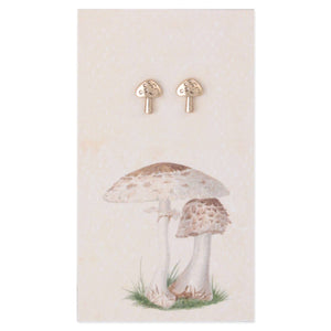 Gold Mushroom Post Earrings