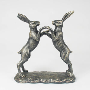 Hares Boxing Figurine