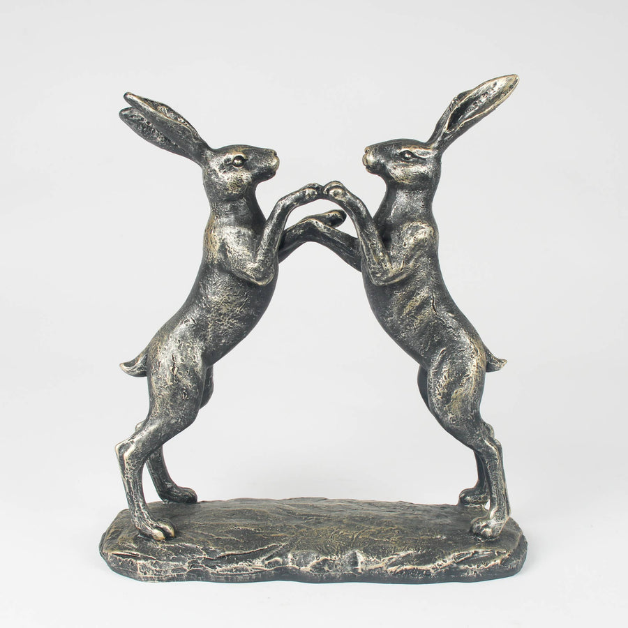 Hares Boxing Figurine