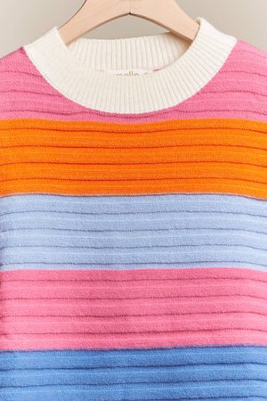 Sleeveless Stripe Knit Sweater