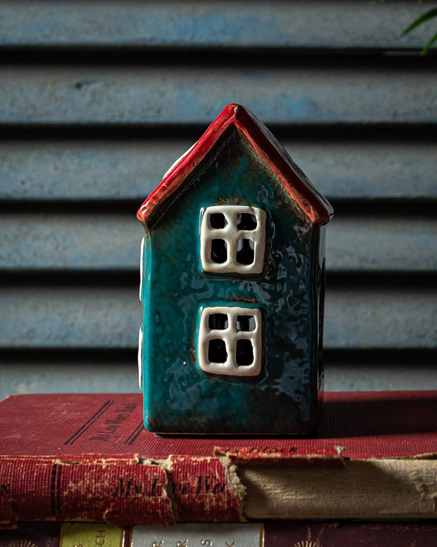 Bright Blue/Red Tealight House