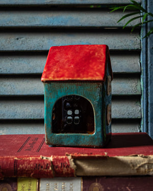 Bright Blue/Red Tealight House