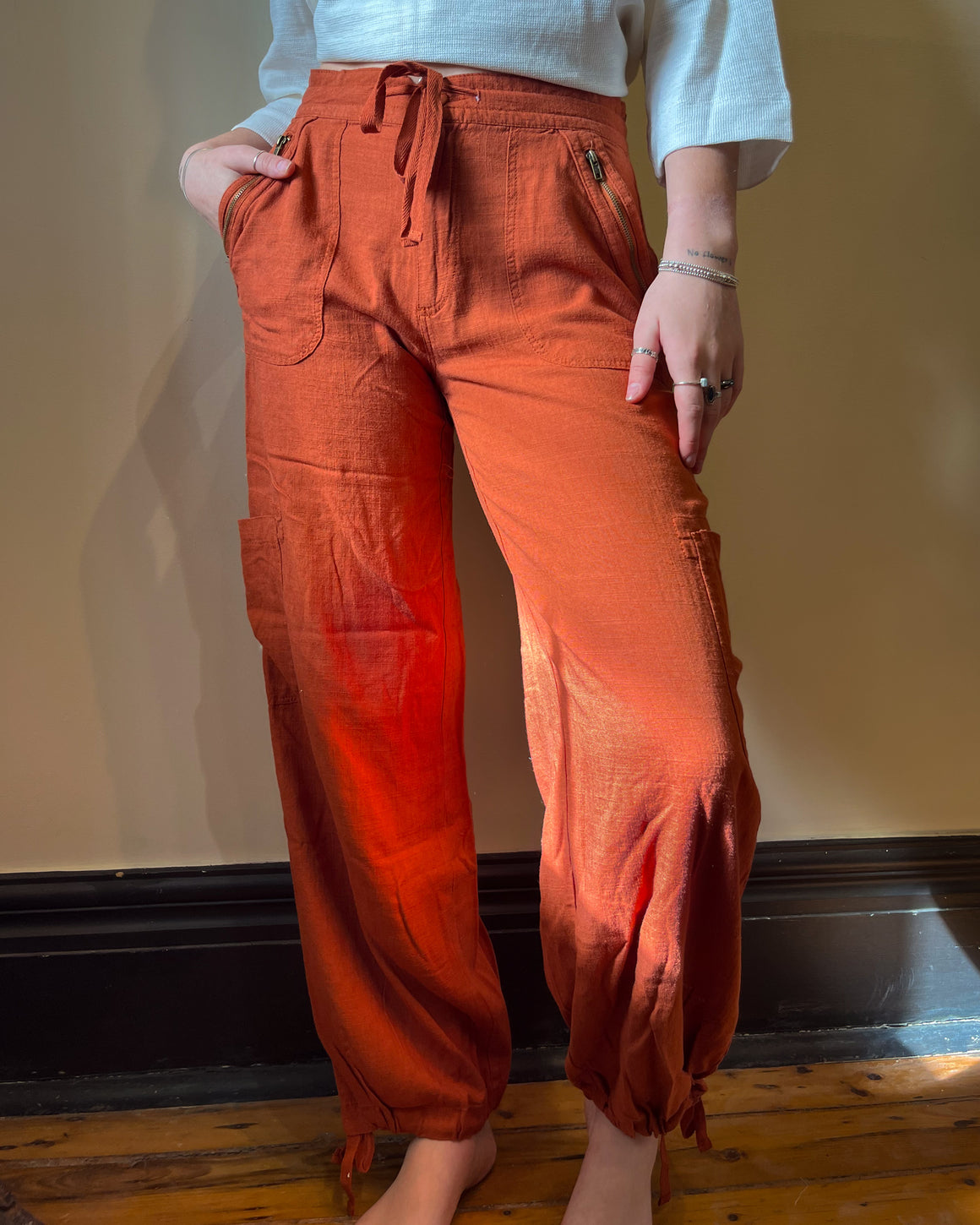 Terra Cotta Wide Leg Cargo Pant