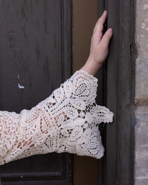 Crochet Bell Sleeved Cardigan( Natural)
