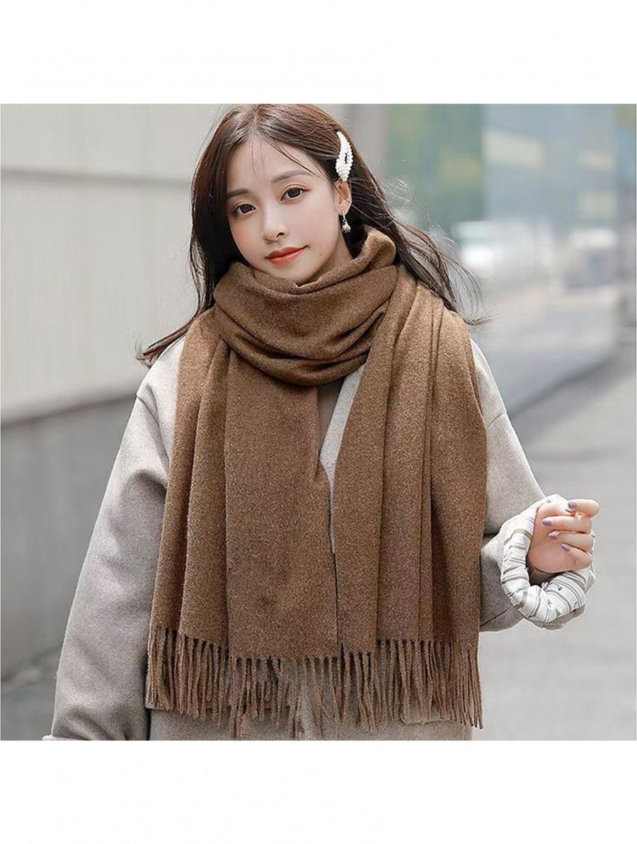 Cashmere Feel Scarf W/ Tassels