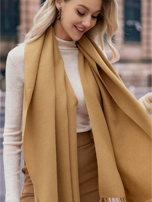 Cashmere Feel Scarf W/ Tassels
