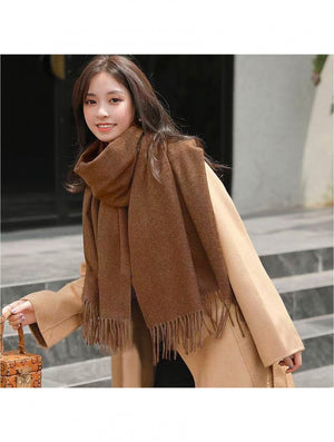 Cashmere Feel Scarf W/ Tassels
