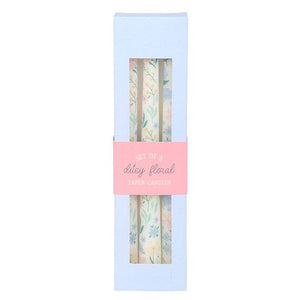 Set of 3 Ditsy Floral Taper Candles