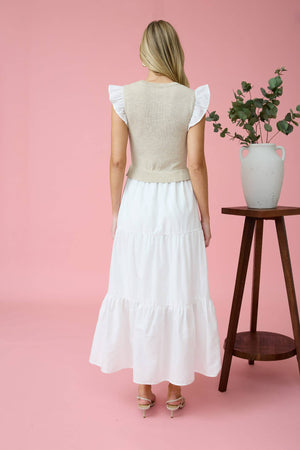 MIXED MEDIA SWEATER VEST DRESS