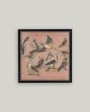 Pink Birds Framed Antique Art