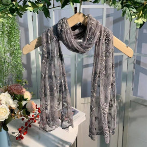 Embroidered Small Lace Scarf