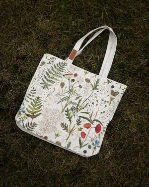 Tote Bag Canvas  -Greens and Flowers